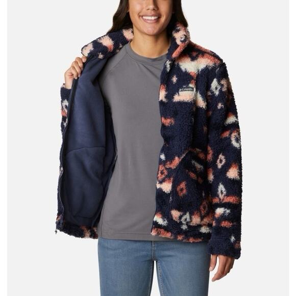 Columbia Jacket Womens Large Winter Pass Sherpa Fleece Nocturne Multicolour - Picture 7 of 13